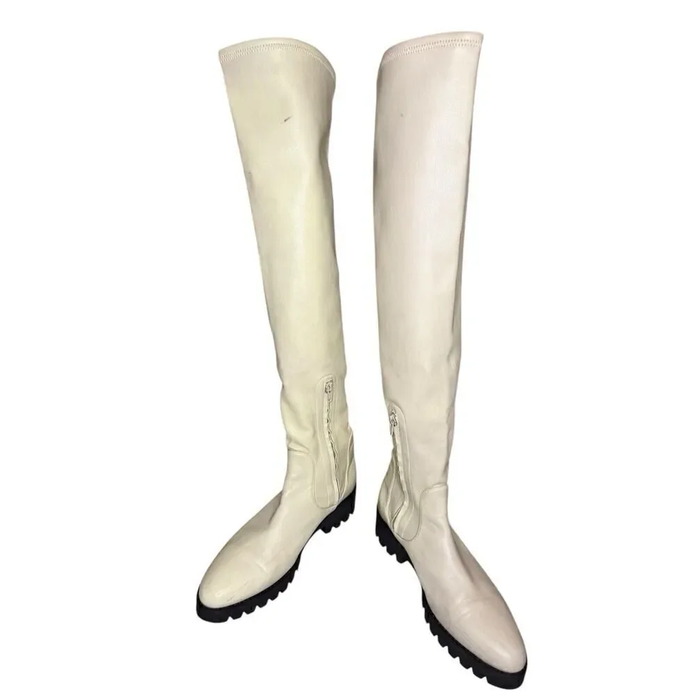 Theory Over-The-Knee Boot in Faux Leather White sz 9 US